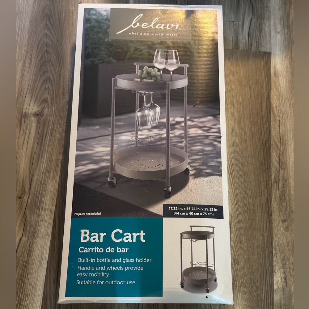 Aldi Belavi Gray Bar Cart Indoor Patio New Metal